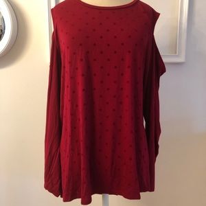 3x polka dot cold shoulder ls blouse NWOT westport